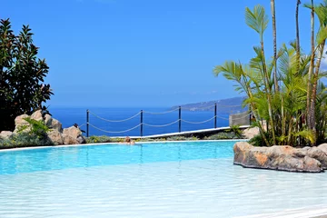 Fotobehang Beautiful pool at tropical garden. Canary Island. Spain. © martinedee