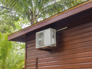 Air conditioning heat pump on vacation bungalow