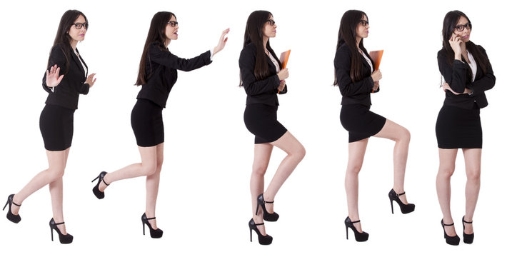 collection of business woman on white background