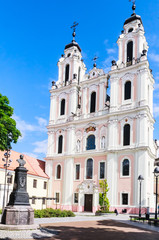 Vilnius. Church of St. Catherine and the monument to the compose
