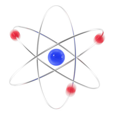 Icon atom in motion with blur. 3d illustration