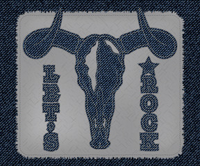 a cool bull skull tattoo as Blue Jeans design Element. logo. Vector Patch, Fragments.