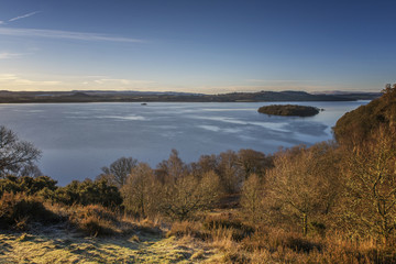 Fototapeta na wymiar High shot of Loch Lomond in Scotland