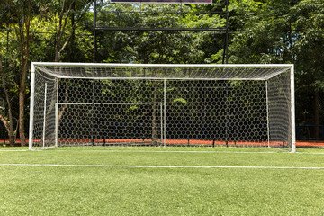 Green soccer field