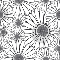 Pattern daisy black and white