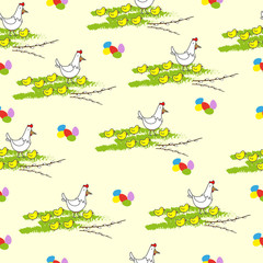 Naklejka premium Easter vector seamless color pattern on yellow background