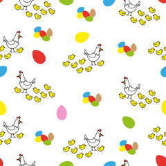 Easter vector seamless color pattern on white background