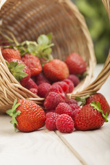 basket with strawberry on table