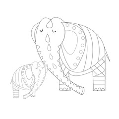 Hand drawn outline elephant