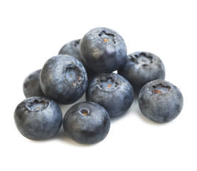 ripe sweet blueberries on white