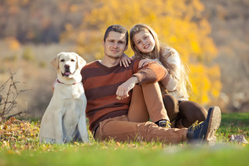 Happy family on the nature