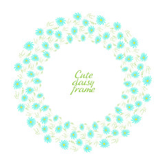 Floral background with daisy, vector illustration. Daisy wreaths. Hand drawn doodles.