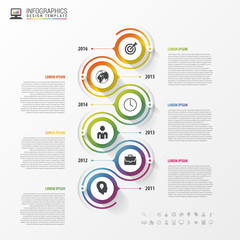 Timeline infographics template. Colorful modern design. Vector