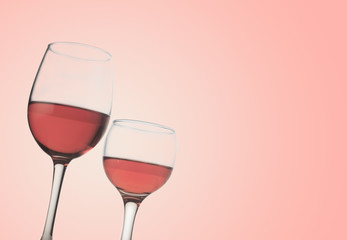 Two rose wine glasses