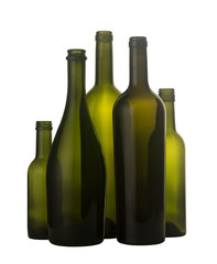 Empty wine bottles isolated on white
