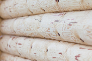 Background from fresh log with knots. shallow depth of field