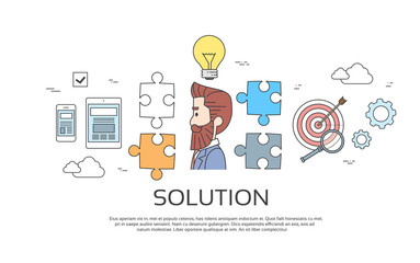 Business Man Solution, Light Bulb Idea Creative Concept Brainstorming