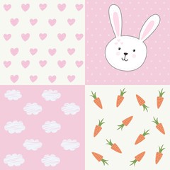 Cute baby shower pattern with rabbit