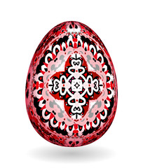 Colorful Single Vector Easter Egg with Abstract Colorful Pattern - Beautiful Close Up Design with Smooth Shadow on the Ground.