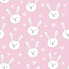 Cute seamless pattern with rabbit in childish style