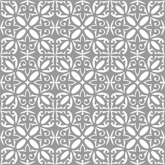 Fototapeta na wymiar Геометрическая Исламский Бесшовные шаблон Арабеска серый и белый, лоскутное