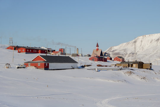 The area near the Church in Longyearbyen, Spitsbergen (Svalbard)