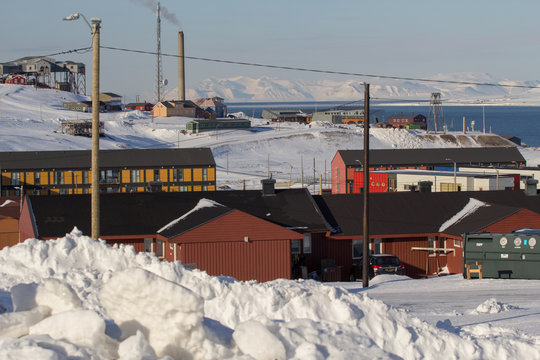 City skyline at Longyearbyen, Spitsbergen (Svalbard). 