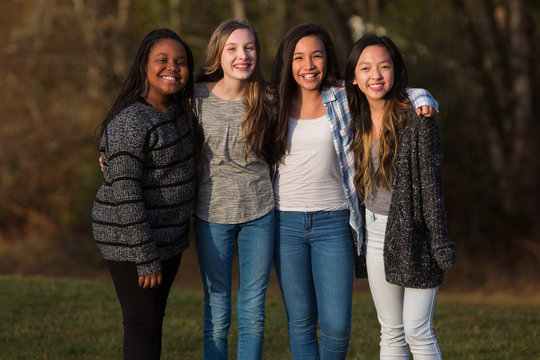 Group of girl friends outside