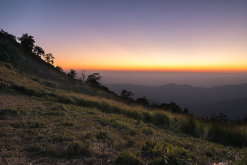 Good moring with sunlight on mountain.