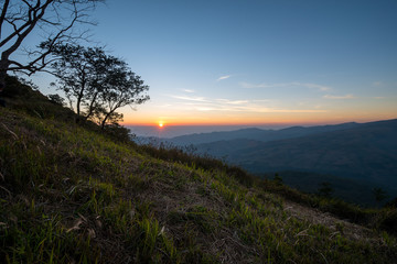 Good moring with sunlight on mountain.