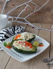 Salad from prawn and avocado
