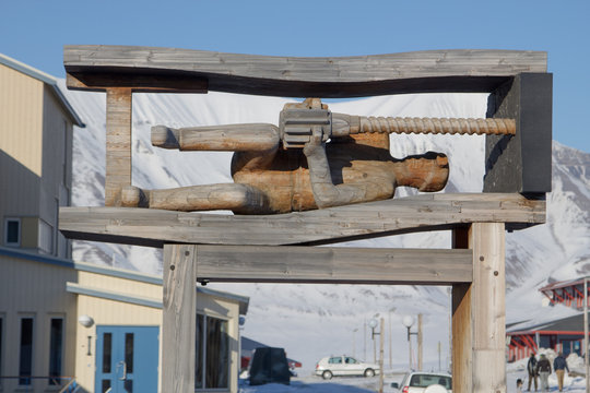 Monument to miner. Showplace in Longyearbyen, Spitsbergen (Svalbard)