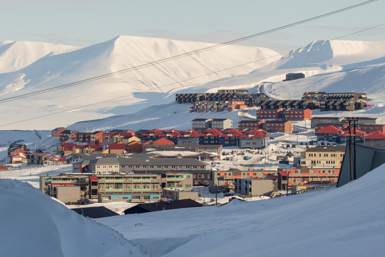 A city details of Longyearbyen - the most Northern settlement in the world