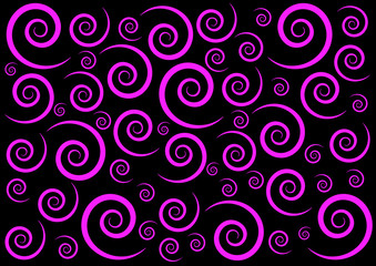 Plakat The chaotic purple spiral on a black background
