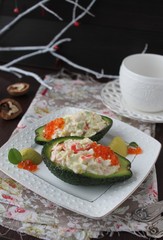 Salad from prawn and avocado