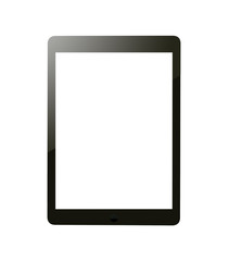 Black tablet with blank screen for template isolated