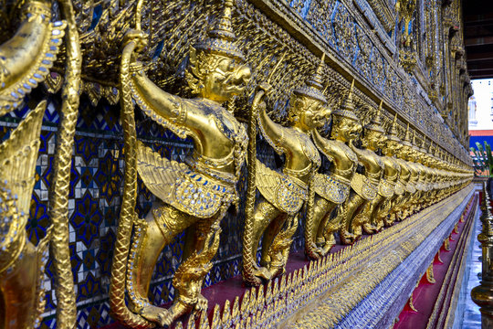 Golden Garuda at the Wat Phra Kaew temple at the Grand Palace in Bangkok, Thailand