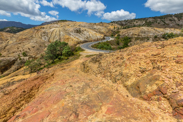 Gravel mountain road, Queenstown in Tasmania Australia.