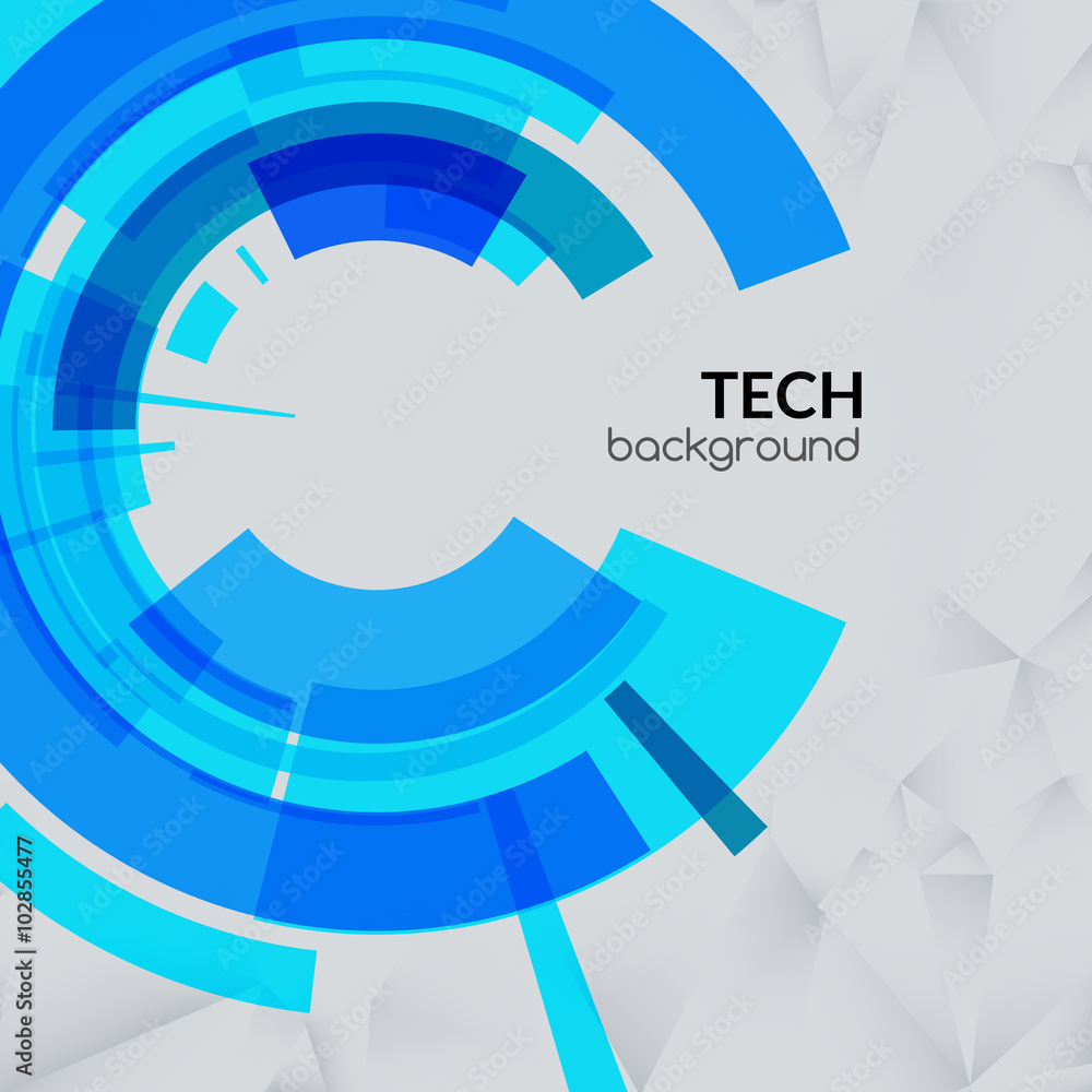 Poster abstract blue technical triangle background with place for your text