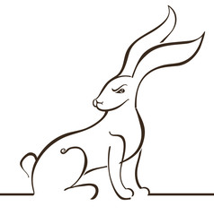 Hare. Line illustration.