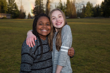 Fototapeta premium Happy young girls outside