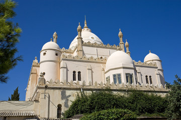 Tunisia. Carthage - Byrsa hill. Saint Louis cathedral (mixed Gothic and Byzantine styles) built by Cardinal Lavigerie in 1890
