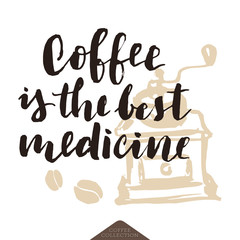Funny coffee lettering poster.