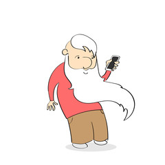 Old Man Using Cell Smart Phone