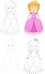 Cartoon princess. Dot to dot game for kids