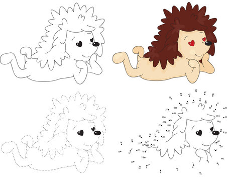 Cartoon hedgehog in love. Dot to dot game for kids