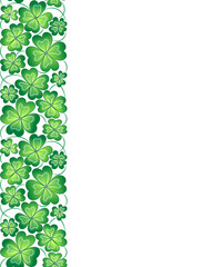 Vector template with seamless clover leaves border. St. Patrick's day pattern.