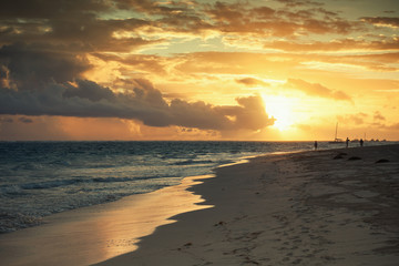 Sunrise over Atlantic ocean. Dominican republic