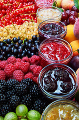 Mix of jams and fruits