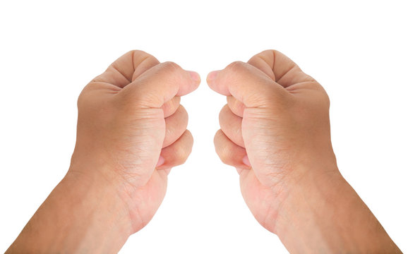 Human hand / Human hand in fist on white background.